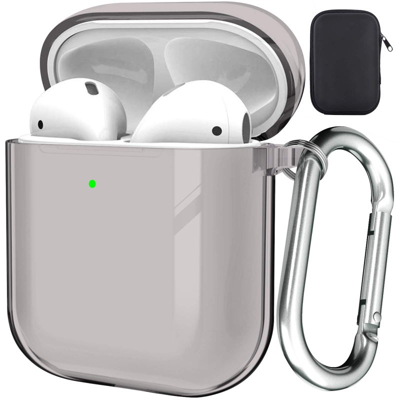 valkit Compatible AirPod Case Cover, Clear Airpods Case with Keychain Soft TPU Protective Cover Shockproof Case for Girls Women Men Compatible with Apple AirPods Charging Case 2 & 1 - Clear Black - Image 1
